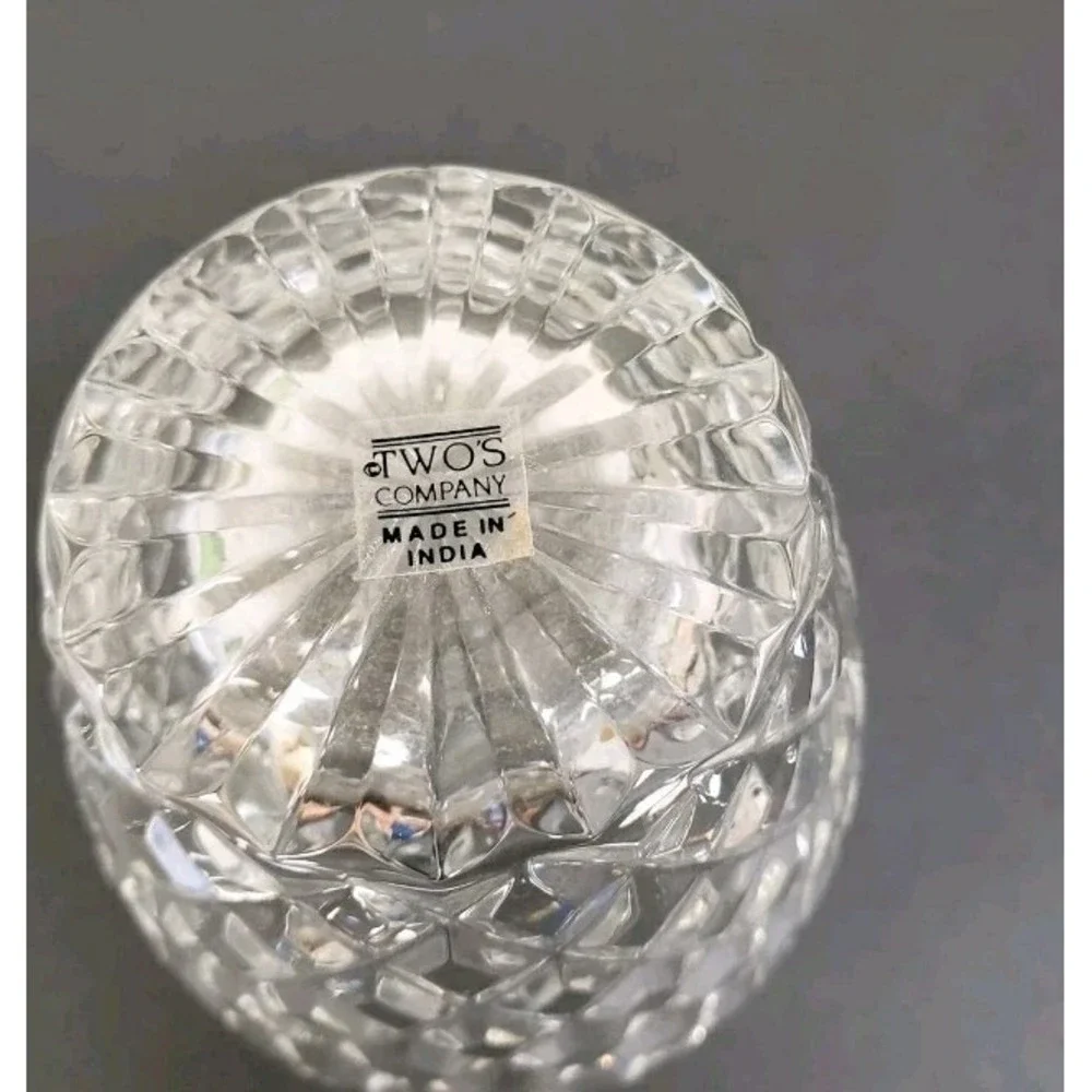 Vintage Twos Company Cut Crystal Mini Bud Vase Scalloped Rim 4.75
